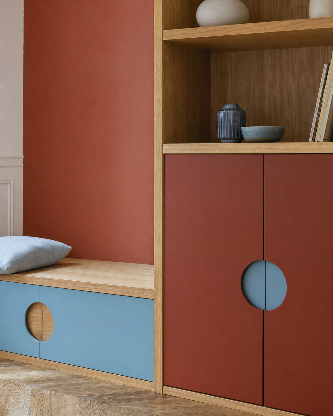 Mobilier sur mesure coloré
